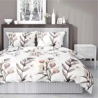 Detexpol Pościel satynowa 140x200 Biała gałązki kwiaty Home Satin 54