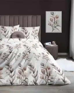 Detexpol Pościel satynowa 140x200 Biała gałązki kwiaty Home Satin 54