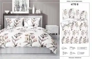 Detexpol Pościel satynowa 140x200 Biała gałązki kwiaty Home Satin 54