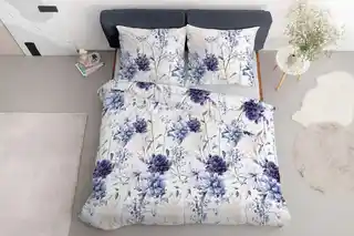 Detexpol Pościel satynowa 140x200 akwarelowe kwiaty w odcieniach lawendy 5222 A Home Satin 41