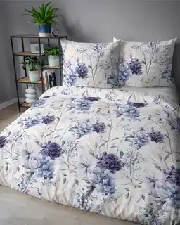 Detexpol Pościel satynowa 140x200 akwarelowe kwiaty w odcieniach lawendy 5222 A Home Satin 41