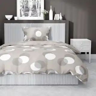 Detexpol Pościel satynowa 140x200 beżowa kółka z jedną poszewką 4921 A Home Satin 81