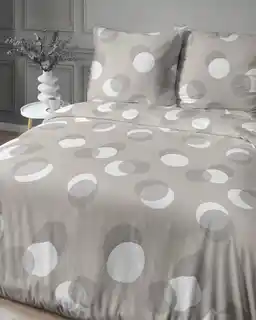 Detexpol Pościel satynowa 140x200 beżowa kółka z jedną poszewką 4921 A Home Satin 81