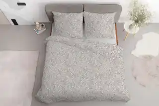 Detexpol Pościel satynowa 140x200 beżowa szara jasna liście drobne 5217 B Home Satin 41