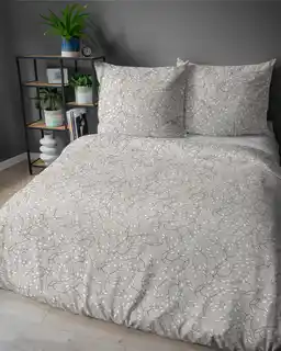 Detexpol Pościel satynowa 140x200 beżowa szara jasna liście drobne 5217 B Home Satin 41