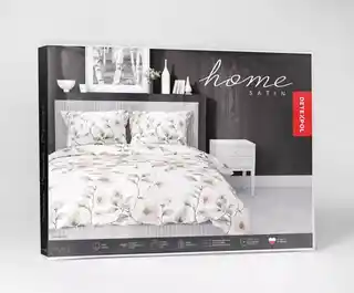 Detexpol Pościel satynowa 140x200 biała beżowa kwiaty 4915 B z jedną poszewką Home Satin 80