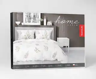Detexpol Pościel satynowa 140x200 biała beżowa liście, jedna poszewka, Home Satin 81