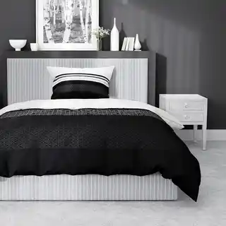Detexpol Pościel satynowa 140x200 biała czarna geometria 4917 A z jedną poszewką Home Satin 80