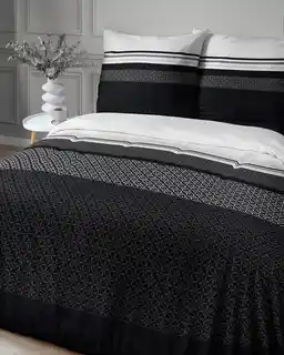 Detexpol Pościel satynowa 140x200 biała czarna geometria 4917 A z jedną poszewką Home Satin 80