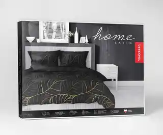 Detexpol Pościel satynowa 140x200 Czarna złote liście 4815 A Home Satin 58