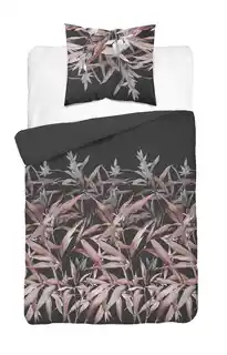 Detexpol Pościel satynowa 140x200 grafitowa pudrowa liście z jedną poszewką 4922 B Home Satin 81