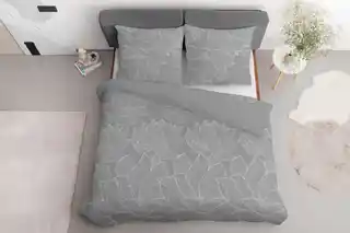 Detexpol Pościel satynowa 140x200 Home Satin 27 szara biała kwiaty, jedna poszewka