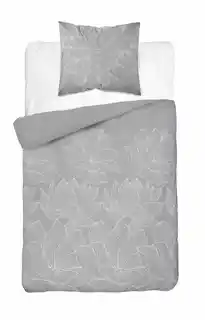 Detexpol Pościel satynowa 140x200 Home Satin 27 szara biała kwiaty, jedna poszewka