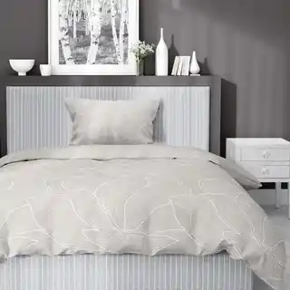 Detexpol Pościel satynowa 140x200 Home Satin 27 szara biała kwiaty