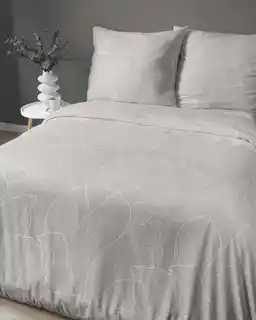 Detexpol Pościel satynowa 140x200 Home Satin 27 szara biała kwiaty