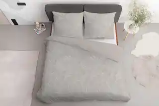Detexpol Pościel satynowa 140x200 Home Satin 27 szara biała kwiaty