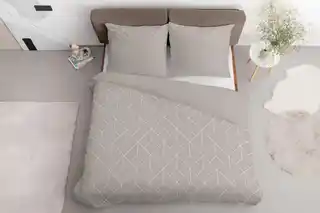 Detexpol Pościel satynowa 140x200 Home Satin 41 beżowa jasna geometryczna