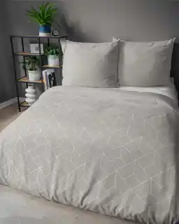 Detexpol Pościel satynowa 140x200 Home Satin 41 beżowa jasna geometryczna