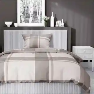 Detexpol Pościel satynowa 140x200 Home Satin 41 beżowa w kratkę