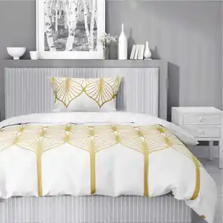 Detexpol Pościel satynowa 140x200 Home Satin 41 biała złota geometryczna