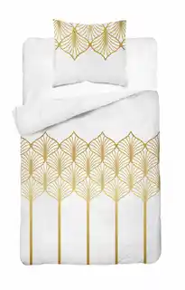 Detexpol Pościel satynowa 140x200 Home Satin 41 biała złota geometryczna