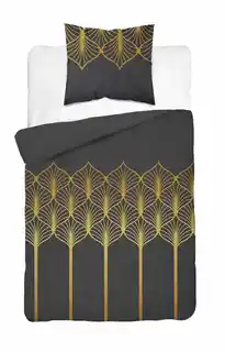 Detexpol Pościel satynowa 140x200 Home Satin 41 czarna złota geometryczna