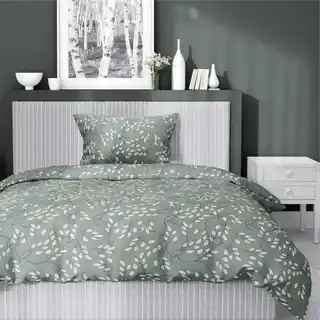 Detexpol Pościel satynowa 140x200 Home Satin 41 szałwiowa drobne liście