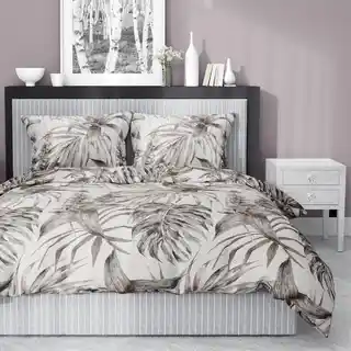 Detexpol Pościel satynowa 140x200 Home Satin 54 beżowa liście