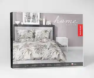 Detexpol Pościel satynowa 140x200 Home Satin 54 beżowa liście