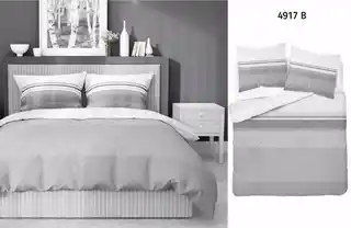 Detexpol Pościel satynowa 140x200 Home Satin 80 geometryczna biała szara