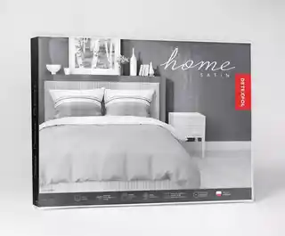 Detexpol Pościel satynowa 140x200 Home Satin 80 geometryczna biała szara