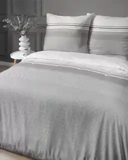 Detexpol Pościel satynowa 140x200 Home Satin 80 geometryczna biała szara