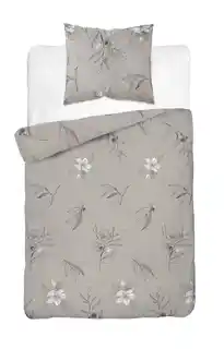 Detexpol Pościel satynowa 140x200 Home Satin 80 kwiaty beżowa ciemna