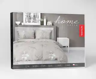 Detexpol Pościel satynowa 140x200 Home Satin 80 kwiaty beżowa ciemna