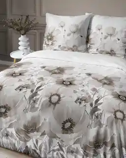 Detexpol Pościel satynowa 140x200 Home Satin 81 biała beżowa kwiaty