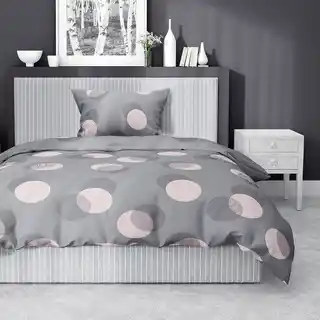 Detexpol Pościel satynowa 140x200 Home Satin 81 szara kółka