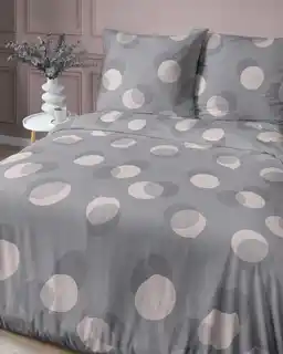 Detexpol Pościel satynowa 140x200 Home Satin 81 szara kółka