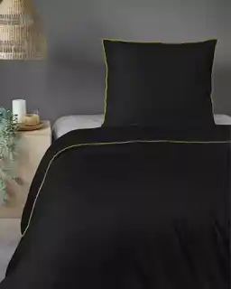 Detexpol Pościel satynowa 140x200 Mako Satin 62 czarna z lamówką