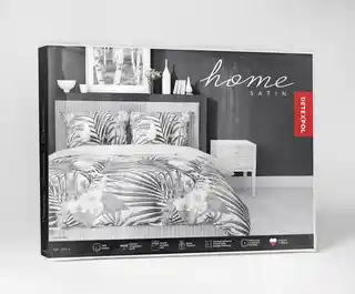 Detexpol Pościel satynowa 140x200 szara liście 4401 B z jedną poszewką Home Satin 122