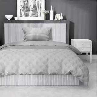 Detexpol Pościel satynowa 140x200 szara liście, jedna poszewka, Home Satin 81