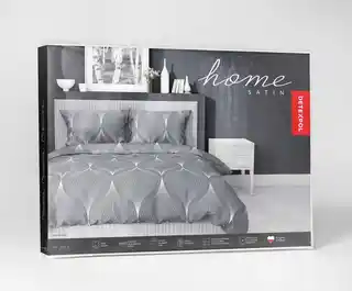 Detexpol Pościel satynowa 140x200 szara liście z jedną poszewką 4926 B Home Satin 81