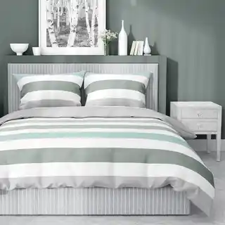 Detexpol Pościel satynowa 160x200 biała szara zielona pasy 5053B Home Satin 27
