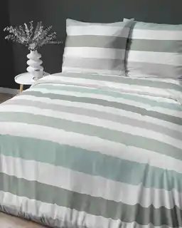 Detexpol Pościel satynowa 160x200 biała szara zielona pasy 5053B Home Satin 27