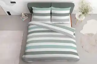 Detexpol Pościel satynowa 160x200 biała szara zielona pasy 5053B Home Satin 27