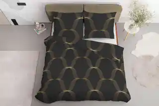 Detexpol Pościel satynowa 160x200 Home Satin 11 czarna złota ornamenty