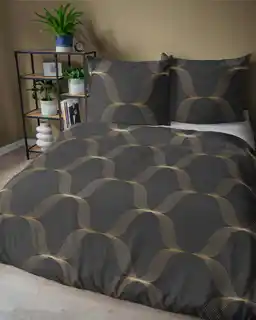 Detexpol Pościel satynowa 160x200 Home Satin 11 czarna złota ornamenty