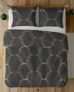 Detexpol Pościel satynowa 160x200 Home Satin 11 czarna złota ornamenty