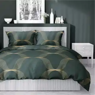 Detexpol Pościel satynowa 160x200 Home Satin 11 zielona złota ornamenty