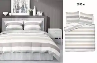 Detexpol Pościel satynowa 160x200 Home Satin 27 biała kremowa beżowa pasy