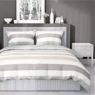Detexpol Pościel satynowa 160x200 Home Satin 27 biała kremowa beżowa pasy